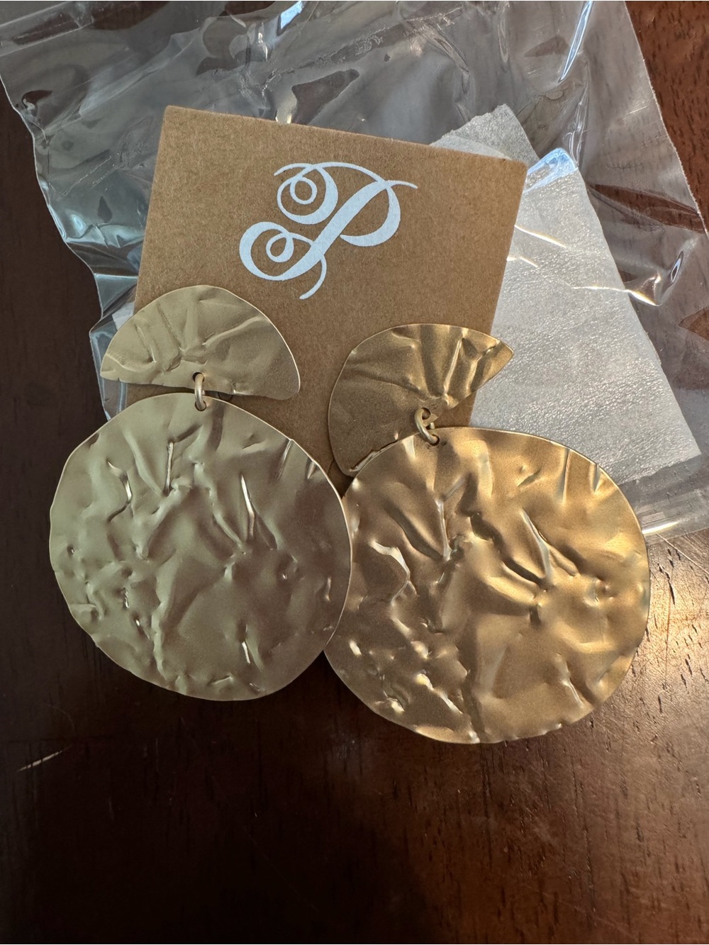 Plunder Hammered Gold Drop Earrings
